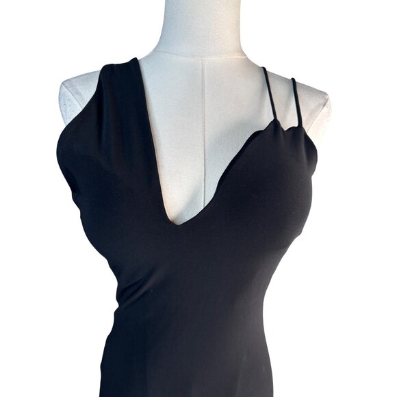 ZARA NWT Black Medium Midi Dress With Built-In Cups & Spaghetti Straps - Picture 9 of 16